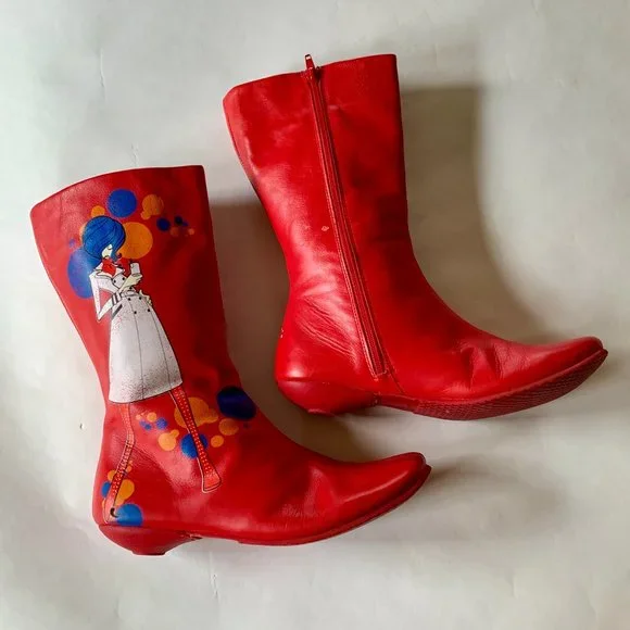 Rare - Rizzo Boots - Red GoGo Mod Girl on Cellphone - EU41 - Picture 4 of 16